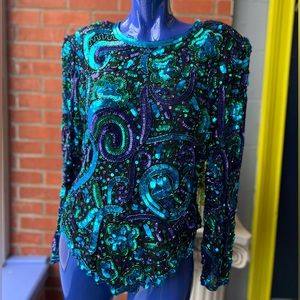 Vintage 80’s sequin Laurence Kazar beaded top